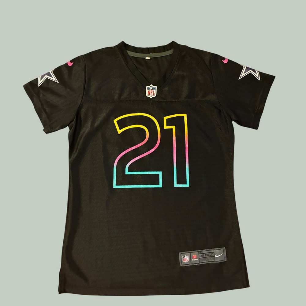 Nike Dallas Cowboys Ezekiel Elliott 21 Jersey Black Rainbow Gradient Mens Small